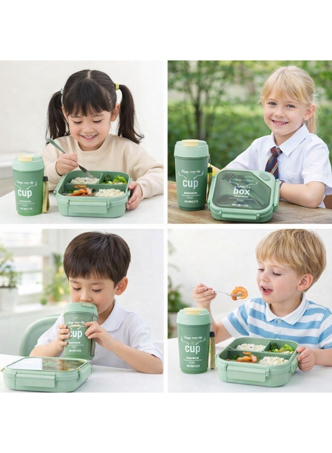 Mobcos Kids Sports Lunch Box and Water Bottle Combo Set For Kids & Adults Premium Food-Grade PP Plastic Leakproof &Amp Spill Proof (Green) - Image 4